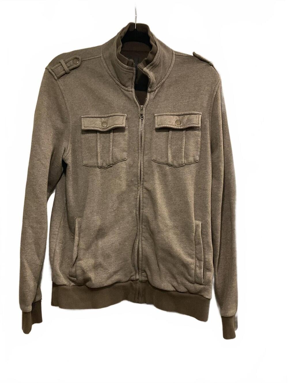 Guess mens zip up brown jacket w/pockets size small/p